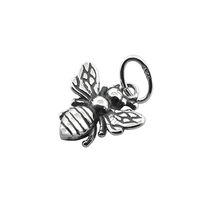 12mm Bee Charm Antq Sterling Silver
