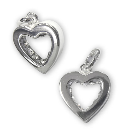 12mm CZ Geode Heart Pendant Sterling Silver