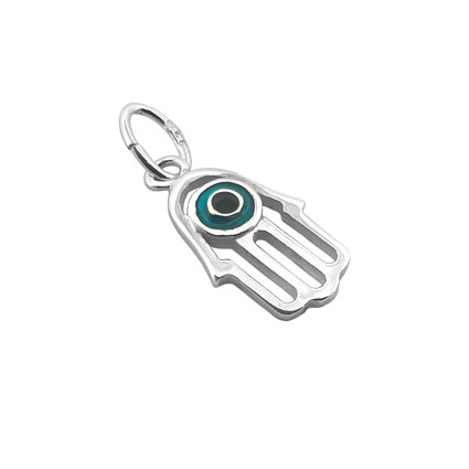 12mm Evil Eye Hamsa Sterling Silver Charm