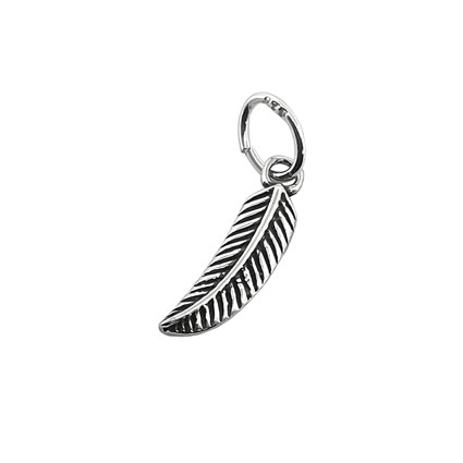 12mm Feather Ant.Sterling Silver Charm