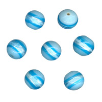 50g Foil Stripe Glass Beads-12mm Round: Aqua