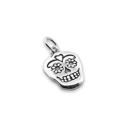 12mm Sugar Skull Charm Sterling Silver