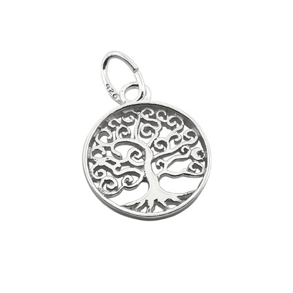 12mm Tree of Life Curles Charm Sterling Silver
