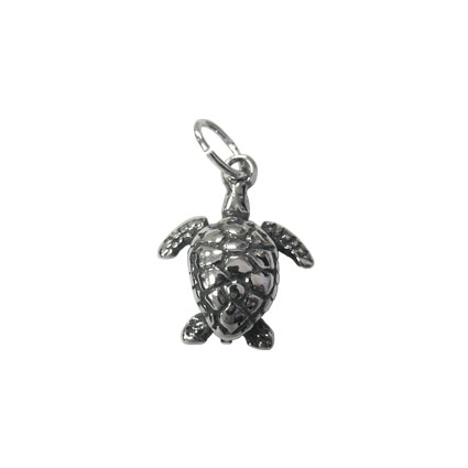 12mm Turtle Charm Antq Sterling Silver