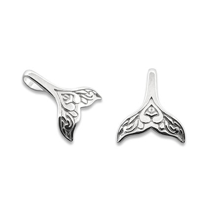 12mm Whale Tail Charm Sterling Silver