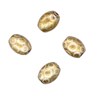 13x10mm Hand Painted Oval Beads Metalic Gold