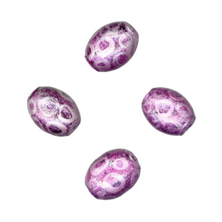 13x10mm Hand Painted Oval Beads Metalic Pink
