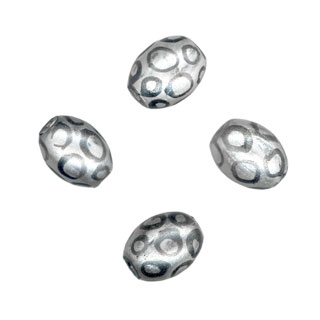 13x10mm Hand Painted Oval Beads Metalic Silver