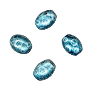 13x10mm Hand Painted Oval Beads Metalic D.Turq