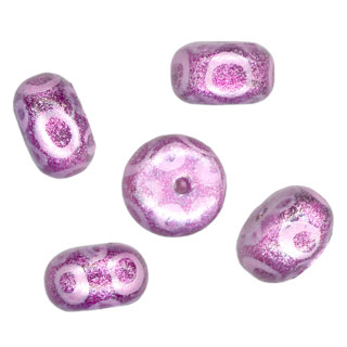 13x8mm Hand Painted Rondelle Bead Metalic Pink