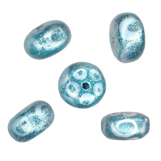 13x8mm Hand Painted Rondelle Bead Metalic D.Turq