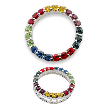 14.5mm Chakra Ring CZ stone Pendant Sterling Silver