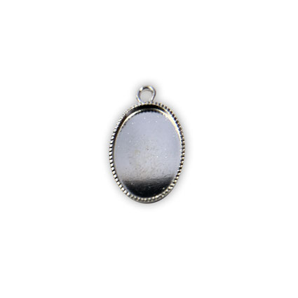 14x10mm Milled Edged Pendant Silver Plated