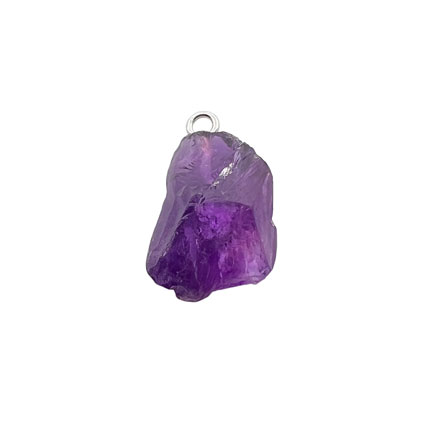 15-20mm Raw Amethyst Gemstone Pendant Sterling Silver