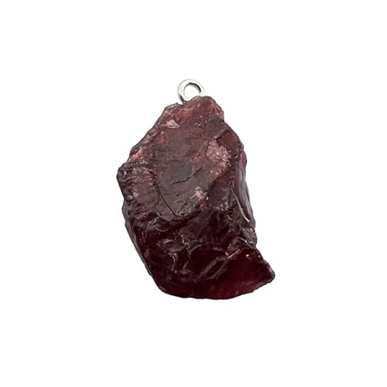 15-20mm Raw Garnet Gemstone Pendant Sterling Silver