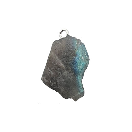 15-20mm Raw Labradorite Gemstone Pendant Sterling Silver