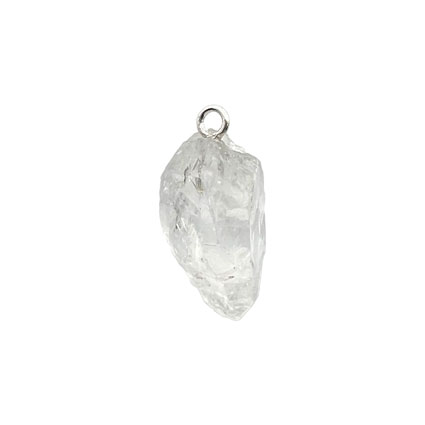15-20mm Raw Rock Crystal Gemstone Pendant Sterling Silver