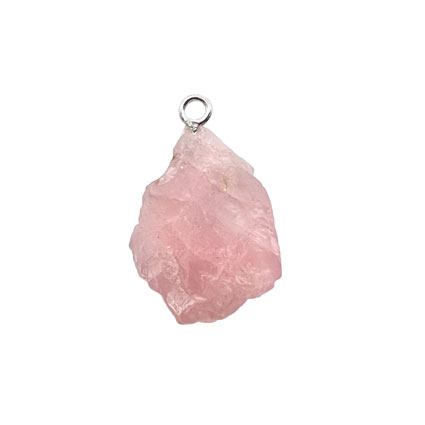 15-20mm Raw Rose Quartz Gemstone Pendant Sterling Silver