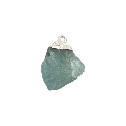 15mm Med Raw Aquamarine Gemstone Pendant 925 Silver