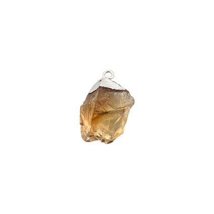 15mm Med Raw Citrine Gemstone Pendant 925 Silver