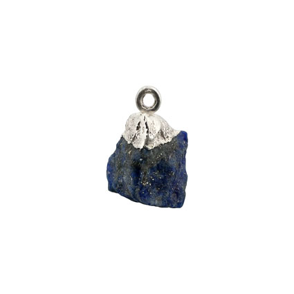 15mm Med Raw Lapis Lazuli Gemstone Pendant 925 Silver