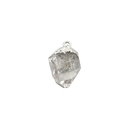 15mm Med Raw Rock Crystal Gemstone Pendant 925 Silver