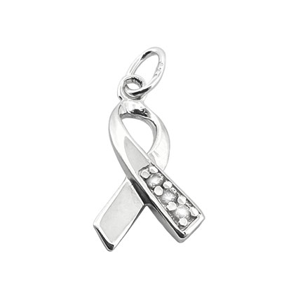 15mm Awarness Ribbon w/cz Sterling Silver Charm