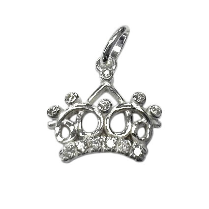 15mm CZ Crown Pendant Sterling Silver