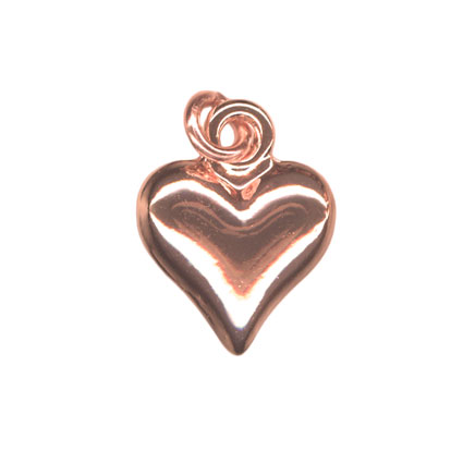 15mm Puff Heart Charm Rose Gold Plated