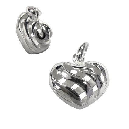 15mm Swirl Heart Pendant Sterling Silver