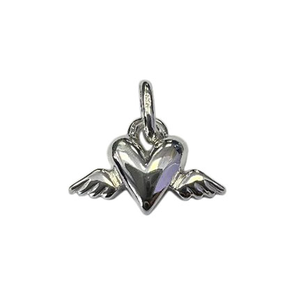 15x10mm Winged Heart Pendant Sterlng Silver