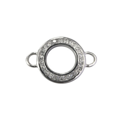 16mm Open Circle Link w/CZ Crystal Sterling Silver