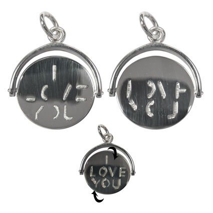 16mm I Love You Spinning Pendant Sterling Silver