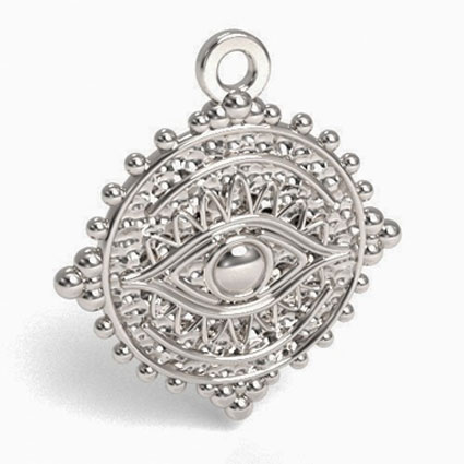 16mm Talisman Eye Charm Sterling Silver