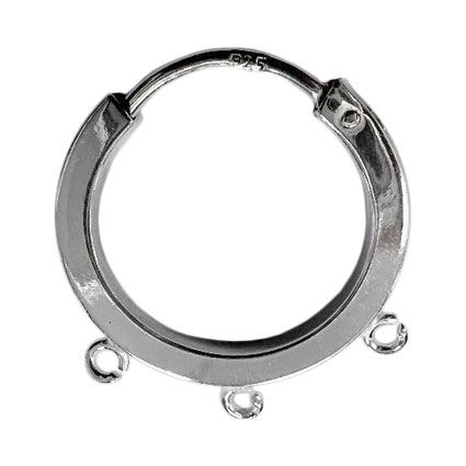 2x18mm Square Hoop Sleeper w/3 Loop St.Silver