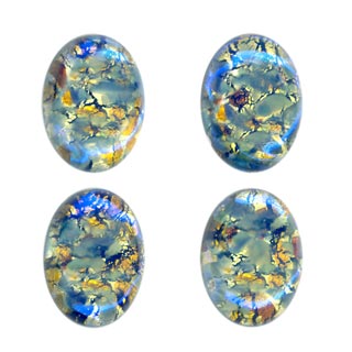 18x13mm Blue Opal Glass Cabochons