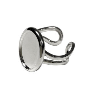 18x13mm Fancy Ring Rhodium Plated