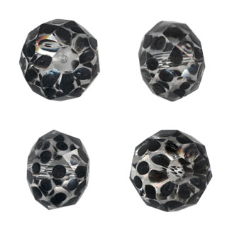 18x13mm Hand Painted Facet Glass Beads Black