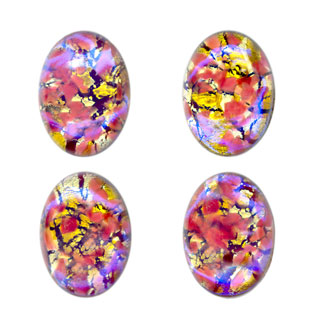 18x13mm Rose Opal Glass Cabochons