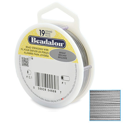 0.25mm(0.010") 19strand Beadalon 100ft: Bright