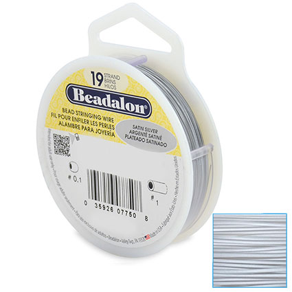 0.46mm(0.018") 19strand Beadalon 30ft Satin Silver