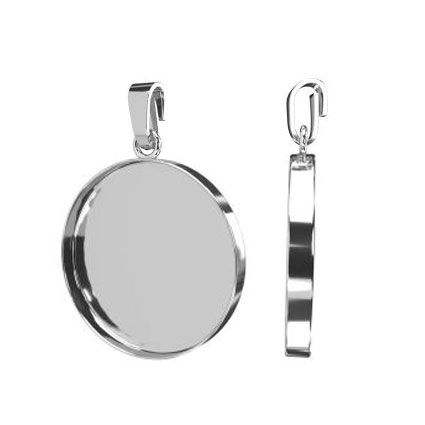 20mm Bezel Pendant w/bail Sterling Silver