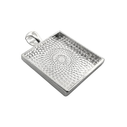 20mm Square Pendant Tray Silver Plated
