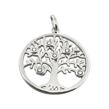 23mm Tree of Life w/CZ Sterling Silver Pendant