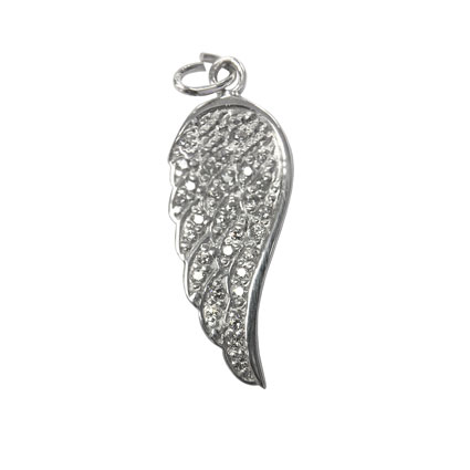 24mm Angel Wing w/cz Pendant Sterling Silver