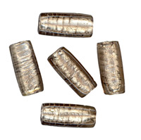 50g Silver Foil Glass beads-24x11mm Rect.: Black