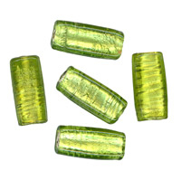 50g Silver Foil Glass beads-24x11mm Rect.: Peridot