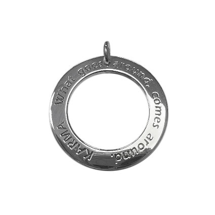 25mm Karma Circle Pendant Sterling Silver