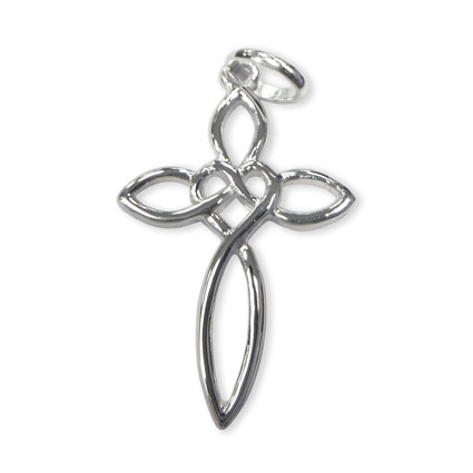26mm Infinity Heart Cross Pendant Sterling Silver
