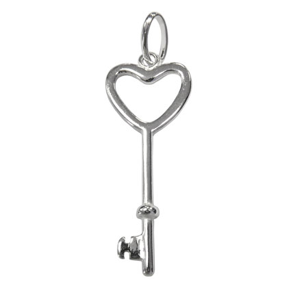 28mm Heart Key Pendant Sterling Silver